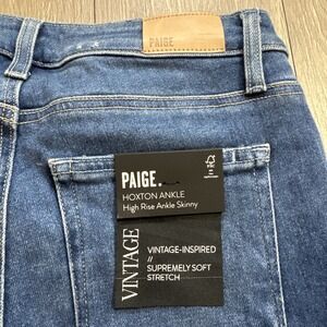 PAIGE Jeans 27 Hoxton High Rise Skinny Ankle Denim Distressed Medium‎ Blue New